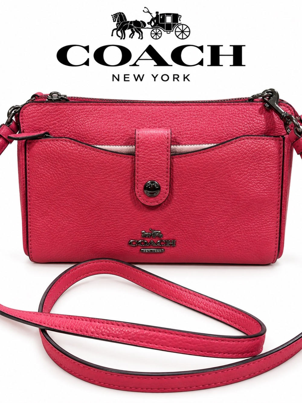 Coach Pebble Leather Crossbody Bag in Pink